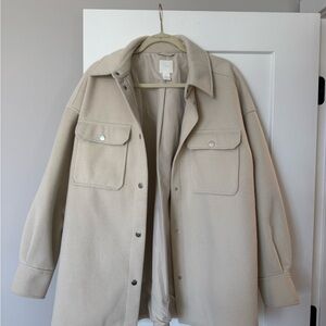 H&M Cream Utility Jacket Oversized Shirt Style